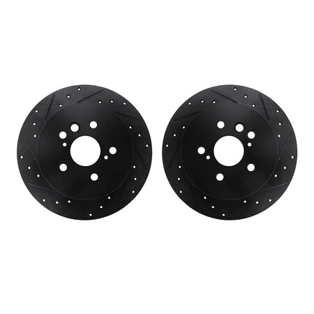 Dynamic Friction Co Rotors-Drilled and Slotted-Black, Zinc Plated black, Zinc Coated, 8002-76147 8002-76147